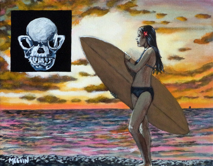 "Beach Babe 3 with Pug Skull"